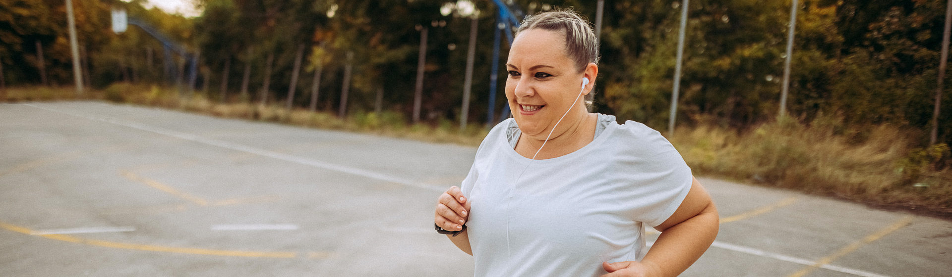 Woman runs outside